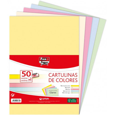 Cartulinas colores claros A4