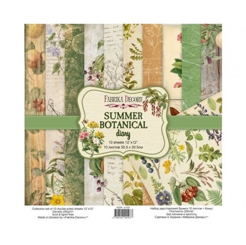 Summer botanical diary papel scrap Fabrika decoru 30x30